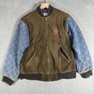 Vintage Arizona Jeans Company Denim Suede bomber Jacket X-Small 90s zip front